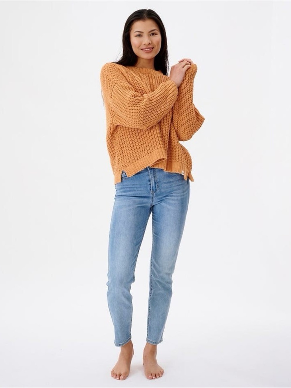 Rip Curl Chunky Knit Sweater in Rust Orange